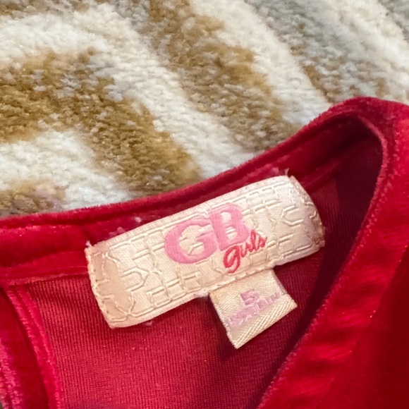 GB Girls Vibrant Red Velvet Top - Picture 2 of 6